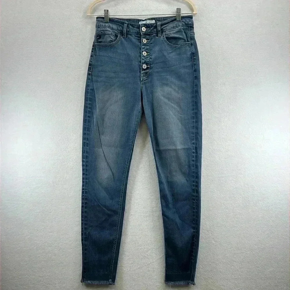 Kancan Ollie Jeans Sz 9/28 High Rise Ankle Skinny Buttonfly Raw Edge Hem KC8568D - Picture 1 of 14